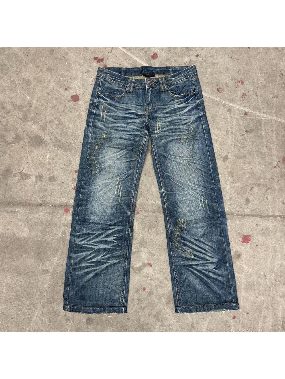 Vintage Y2K Ultra Low Rise Jeans Faded Sandblasted